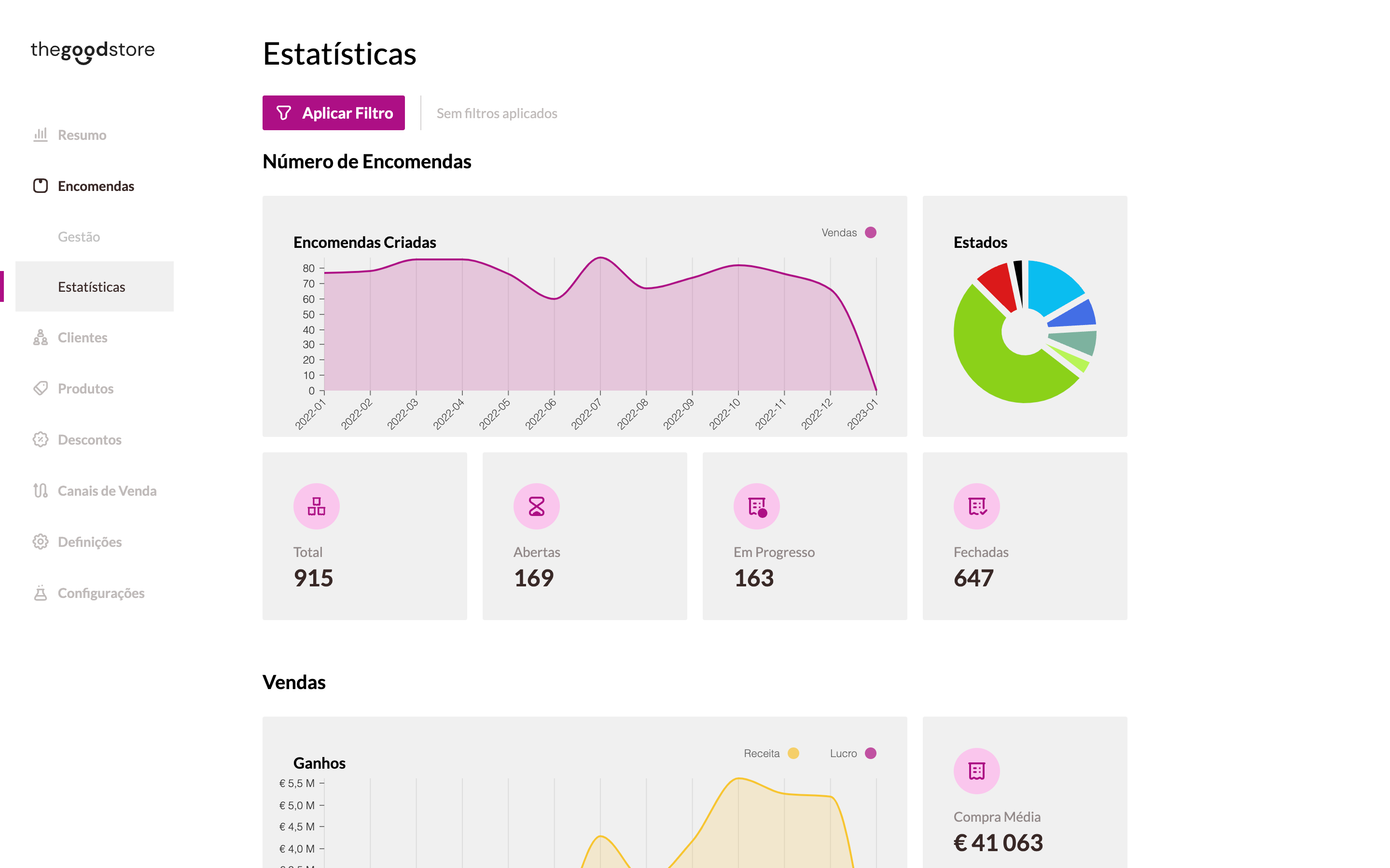 Screenshot of a project management app dashboard